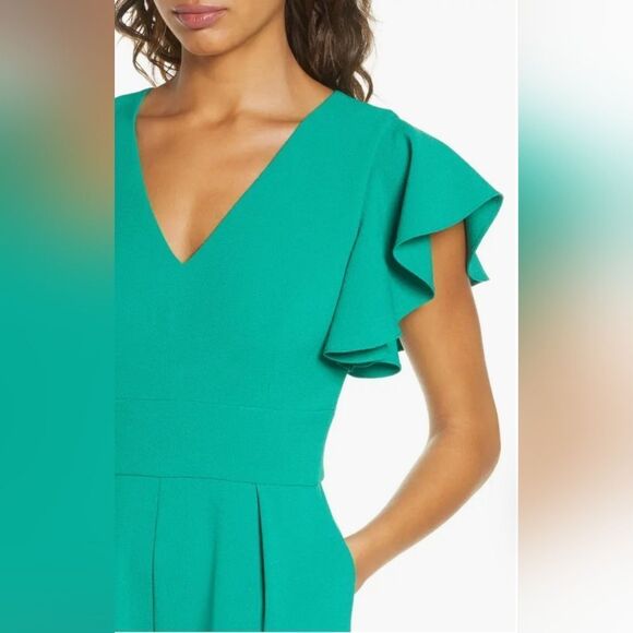 Eliza J Women's Ruffle Sleeve Crepe Jumpsuit Size:4 NWT - Picture 3 of 7